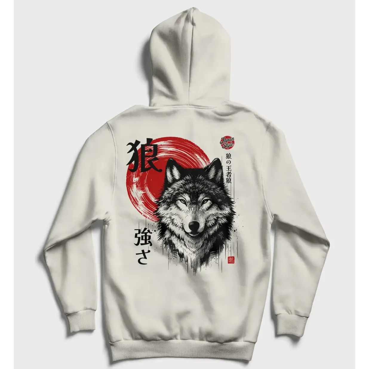 Red Moon Guardian - Sudadera de Lobo, Diseño Tradicional Japonés