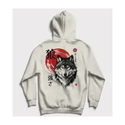 Red Moon Guardian - Sudadera de Lobo, Diseño Tradicional Japonés