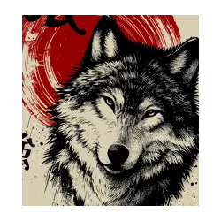 Red Moon Guardian - Sweat-shirt loup, design japonais traditionnel