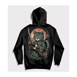Gato Samurai - Moletom Engraçado Gato Samurai